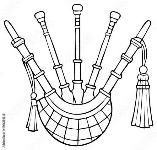 Illustration of a traditional bagpipe musical instrument