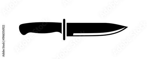 Minimalist Black Fixed Blade Utility Knife Vector Illustration