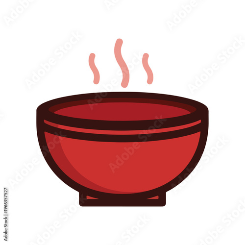 Hot Soup in a Red Bowl: A Simple Illustration of Comfort Food and Culinary Warmth