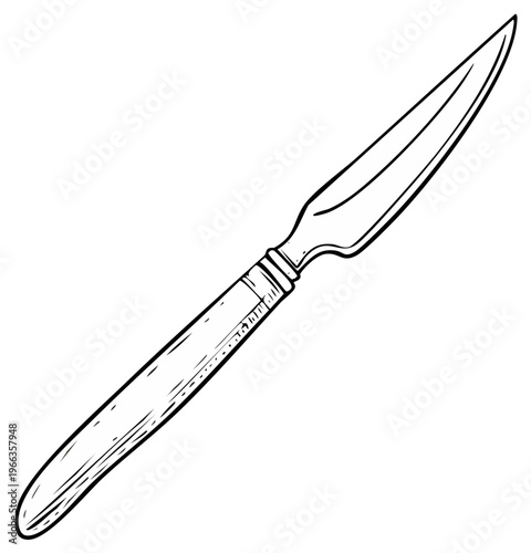 Hand drawn illustration of a small utility knife or a sharp crafting tool for various tasks