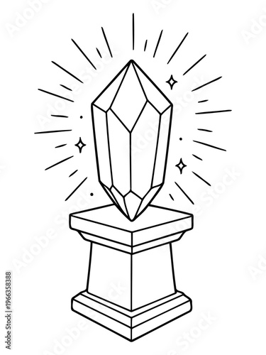 Elegant Gemstone on a Pedestal: An artistic illustration of a radiant gemstone, meticulously crafted and perched atop a classic pedestal, creating a sense of preciousness and allure.