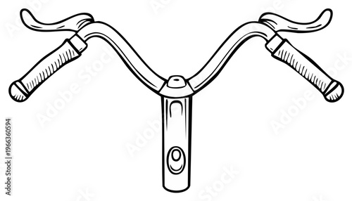 Black and White Hand Drawn Bicycle Handlebars with Grips and Levers