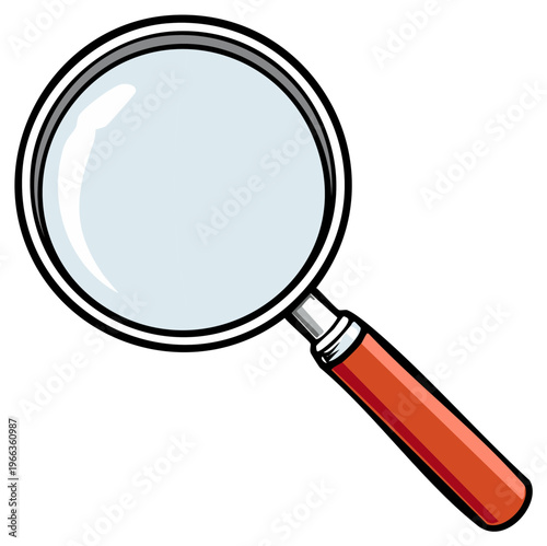 Magnifying Glass Cartoon Illustration Orange Handle Looking Search Find Discovery Investigation