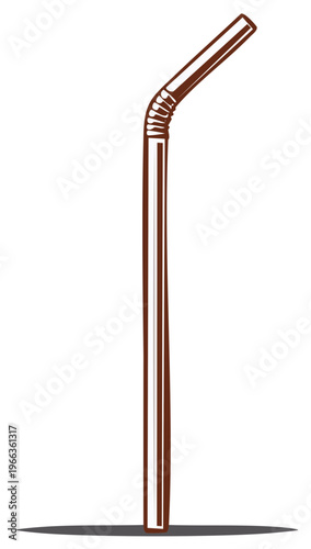 Illustrated brown drinking straw, simple and minimalist graphic design