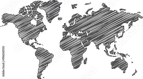 World map artist by hand drawing pencil