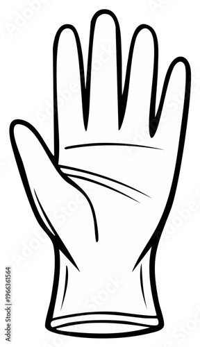 Outline of a Single Latex Glove Ready for Protection and Hygiene