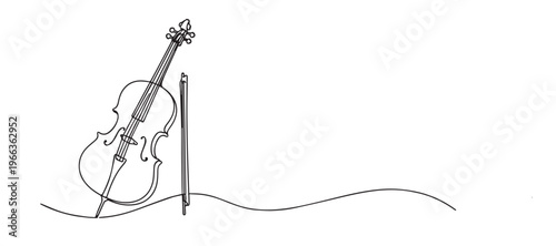 Bild auf Leinwand single line violin and bow
