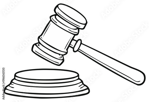 Legal Gavel and Sounding Block in Outline Style