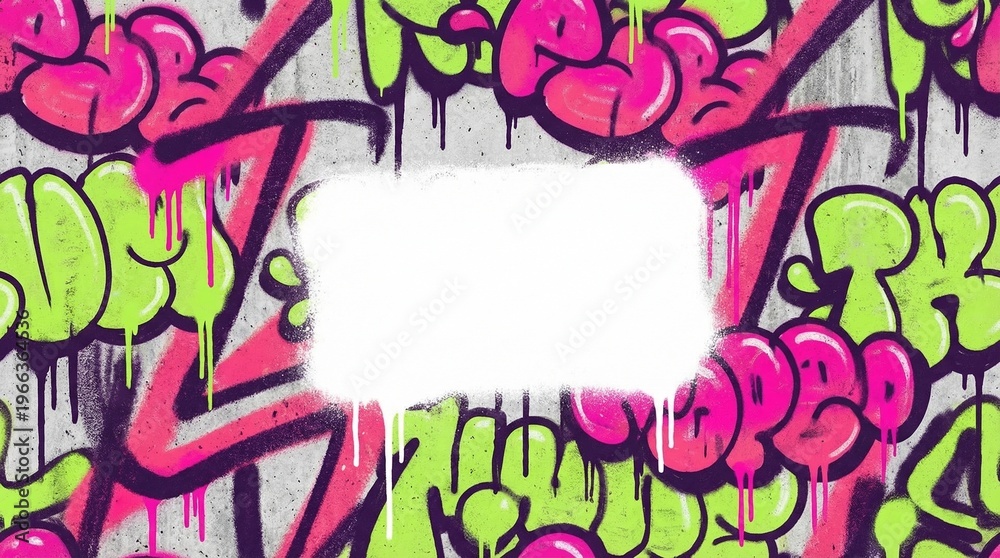 Obraz premium Urban Graffiti Spray Paint Pattern Neon Pink and Lime