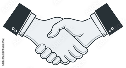 Agreement Handshake Cartoon Illustration: Business Partnership and Success, Cooperation