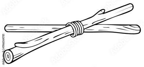 Crossed twigs intertwined in a simple, artistic design for conceptual ideas