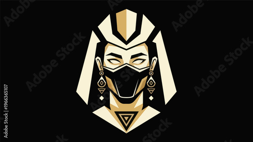 Abstract warrior portrait in geometric style