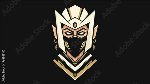 Abstract warrior portrait in geometric style