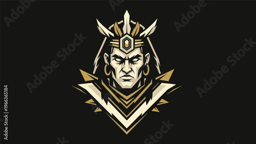 Abstract warrior portrait in geometric style