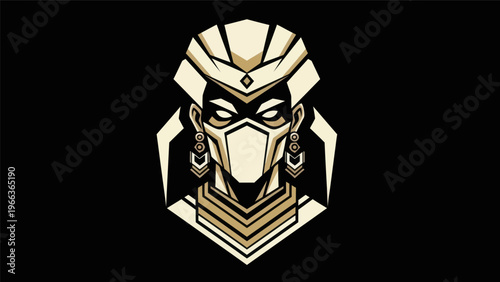 Abstract warrior portrait in geometric style
