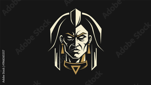 Abstract warrior portrait in geometric style