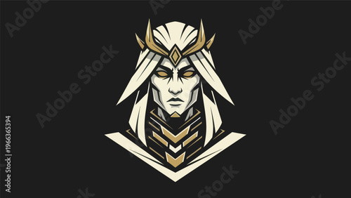 Abstract warrior portrait in geometric style