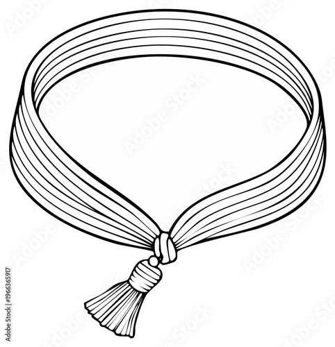 Elegant Decorative Banded Choker with Tassel Tie for Jewelry Design Templates and Fashion Illustrations