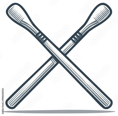 Crossed Cotton Swabs Vector Illustration Hygiene Healthcare Beauty Product Tool Icon