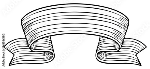 Retro vector banner illustration with curled ends for text or design elements