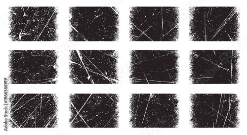 Grunge Texture Overlays: Scratched Rectangle Frames for Design