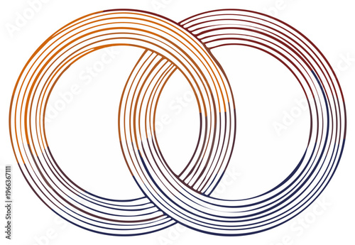 Two intertwined rings with gradient colors symbolizing connection and union
