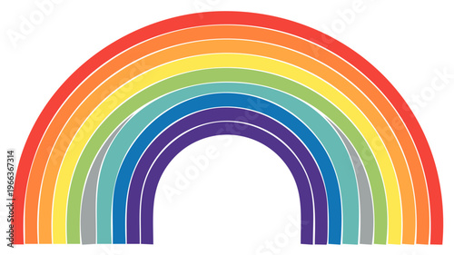 Vibrant colorful rainbow arc illustration with multiple bands of color in a clean design