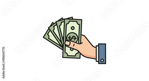Hand holding fanned dollar bills, representing cash payment and financial transactions