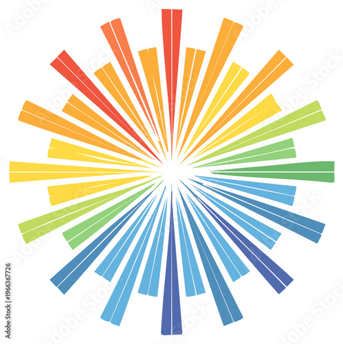 Radiating Rainbow Spectrum Stripes Colorful Geometric Burst Pattern
