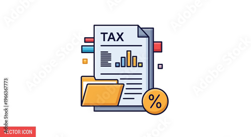 Tax Document and Folder Icon for Financial Reporting and Analysis