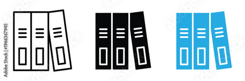 Three server icons in white, Black, And blue on white background