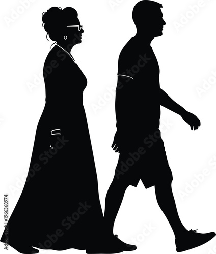 roman couple silhouette walking, ancient history characters, traditional roman clothing figures, classical civilization illustration isolated white background