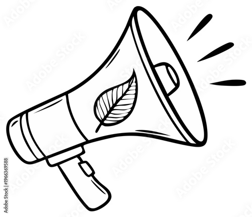 Megaphone with Leaf Illustration for Eco Awareness and Environmental Advocacy