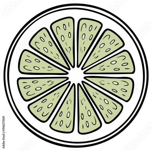 Vibrant Citrus Slice Graphic with Segmented Flesh and Bold Outline Perfect for Food and Beverage Designs