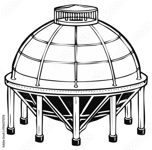 Ornate dome structure vector illustration for architectural design projects and vintage style construction concepts