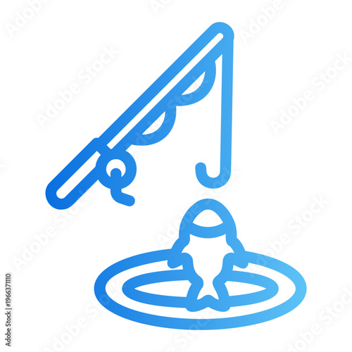 Fishing rod Line Gradient Icon