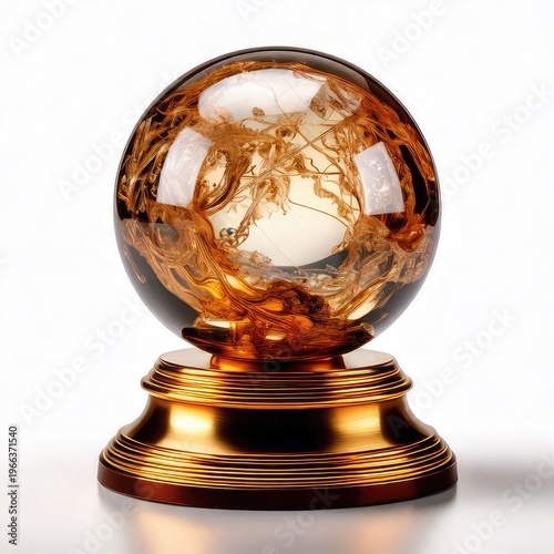 Golden orb with internal network on a golden base