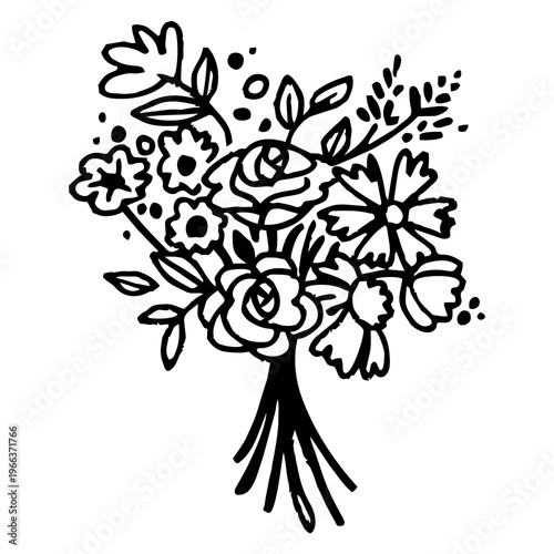 PNG Elegant floral bouquet illustration on transparent background