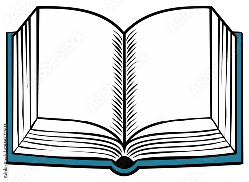 Open Book Illustration with Blank Pages for Text or Graphics