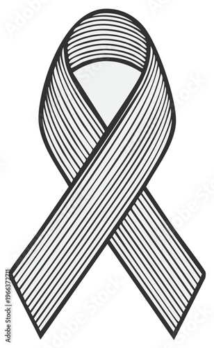 Symbolic ribbon illustration for awareness campaigns or charitable causes, with a sleek, linear design for modern communication materials.