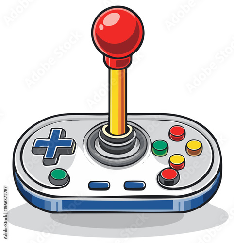 Retro video game arcade joystick controller illustration graphic design element