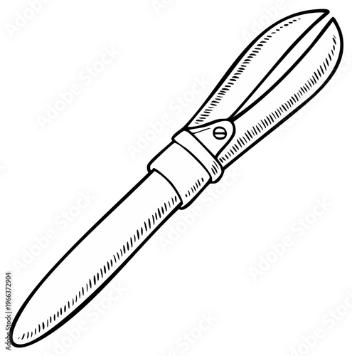 Vintage Gardening Shears Illustration Vintage Hand-drawn Sketch Outline Vector