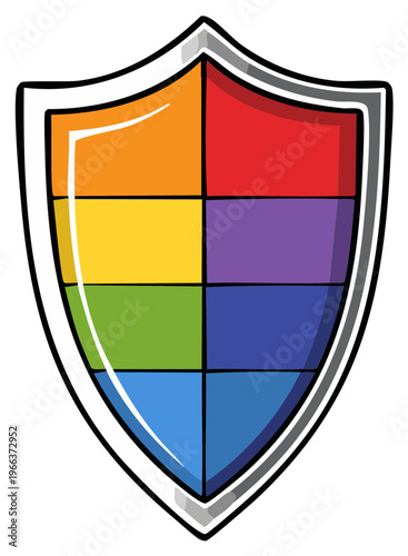 Free Download Cartoon shield featuring rainbow colors, representing pride and inclusivity. - GFXLoad