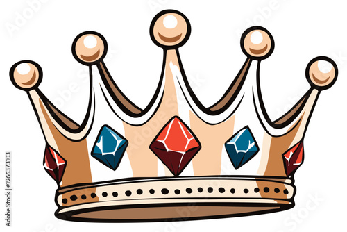 Ornate golden crown illustration Royalty symbol with decorative jewels and metal frame