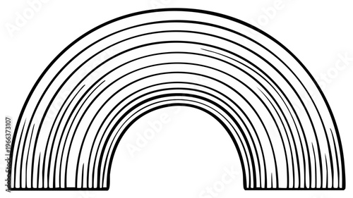 Abstract Rainbow Arch Shape With Concentric Lines Illustration
