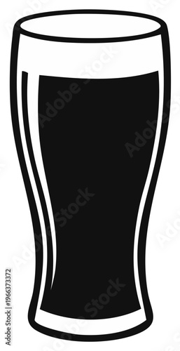 Dark Beverage Illustration: Filled Glass Icon for Drink Menu, Pub Sign, or Food Blog