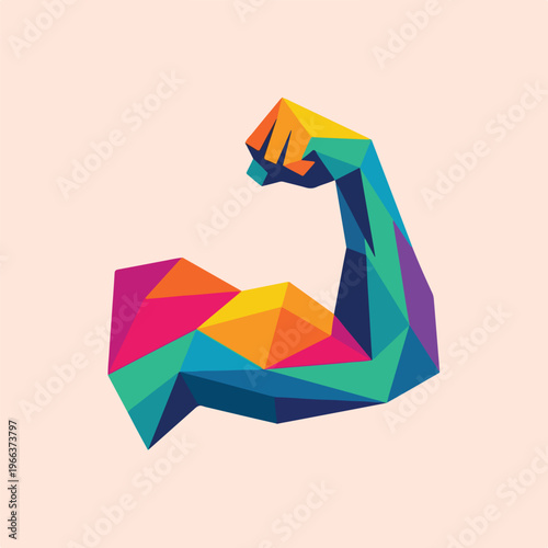 biceps flex arm geometric vector built from simple polygon shapes.eps