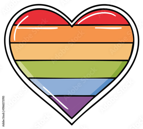 Colorful Rainbow Heart Symbol of Love and Pride Isolated on White