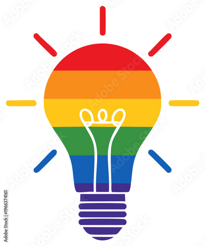 Rainbow Lightbulb Icon Symbolizing LGBTQ Pride Month Celebration and Bright Idea Generation