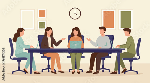 Business team collaborating in a productive meeting session